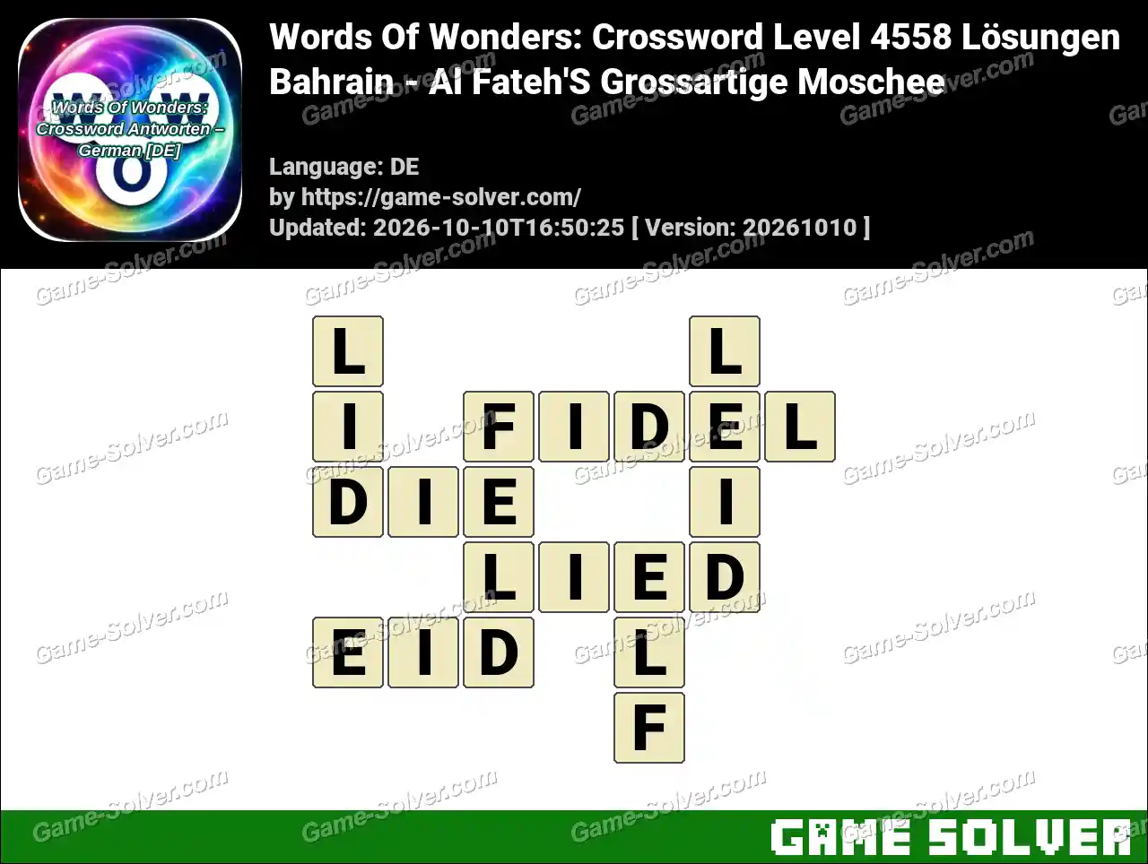 Words Of Wonders: Crossword Level 4558 Lösungen – Bahrain – Al Fateh’S Grossartige Moschee